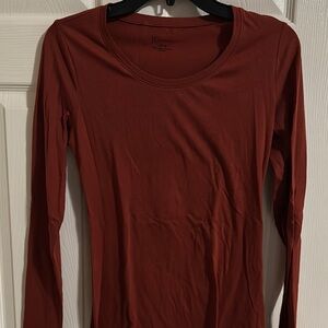 No Boundaries Long Sleeve Scoop Neck Top - Rust Brown